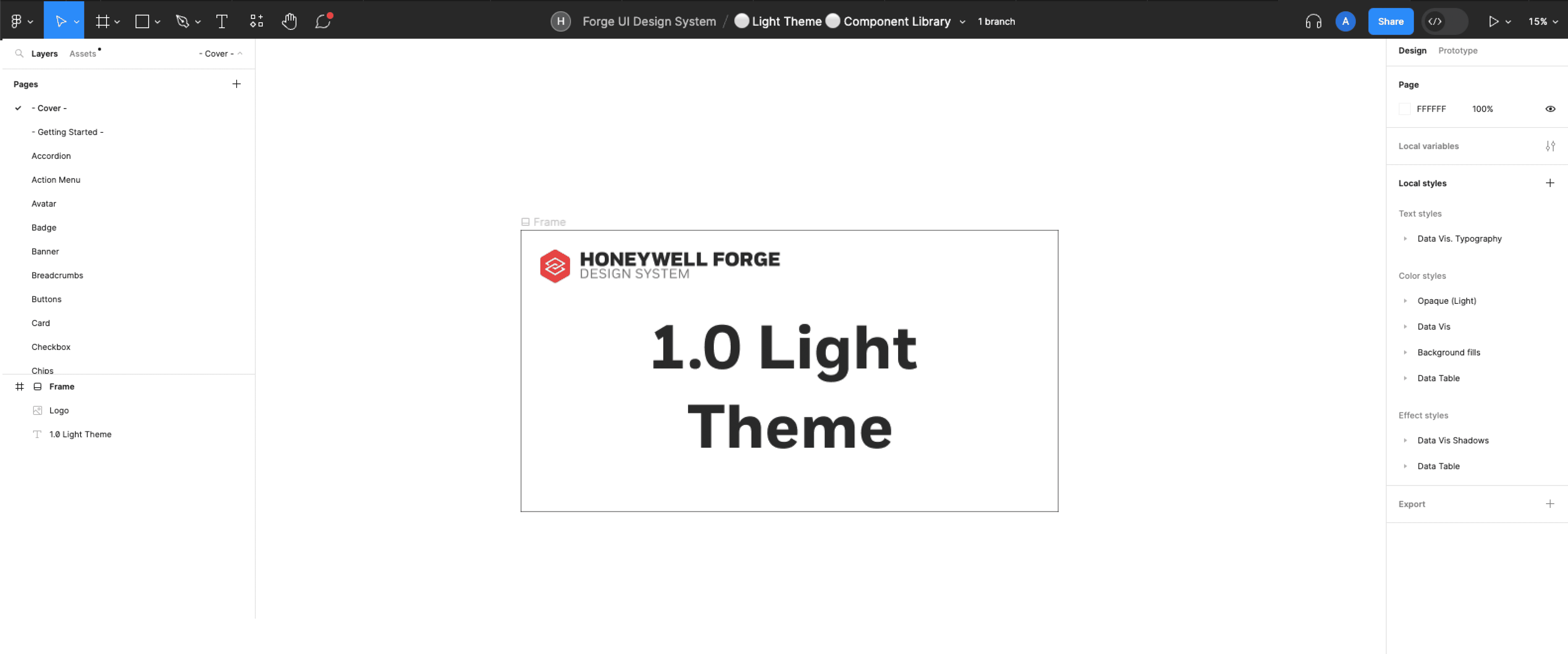 Forge UI 1.0 Design System cover in Figma