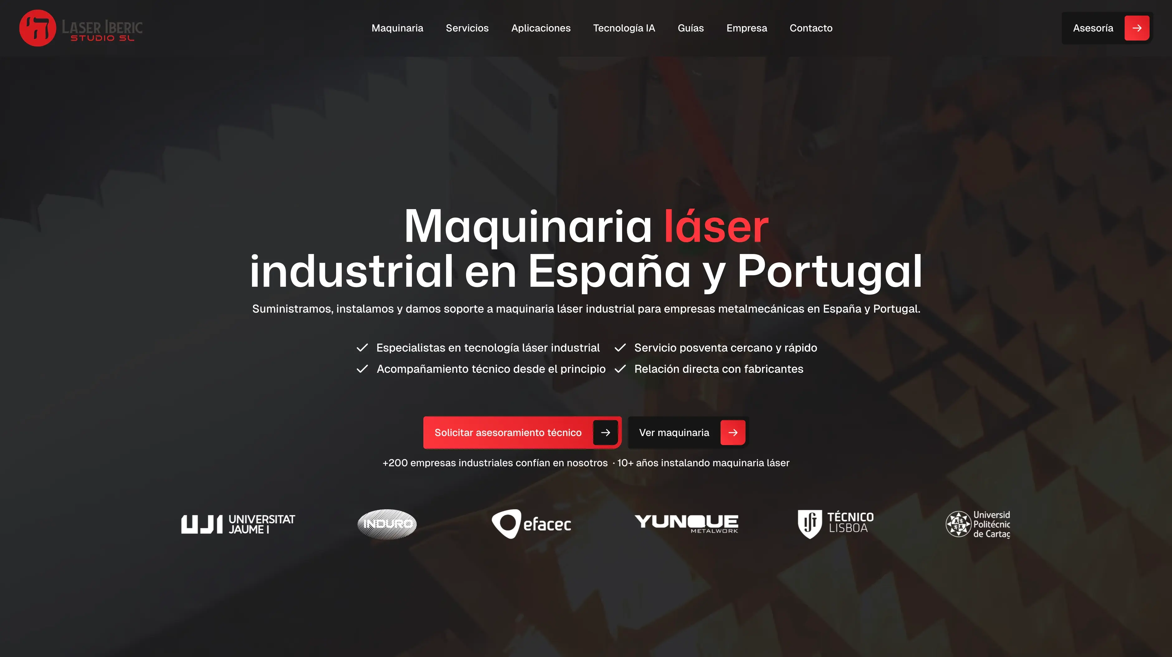 Hero de la homepage del cliente de keltera studio laser iberic