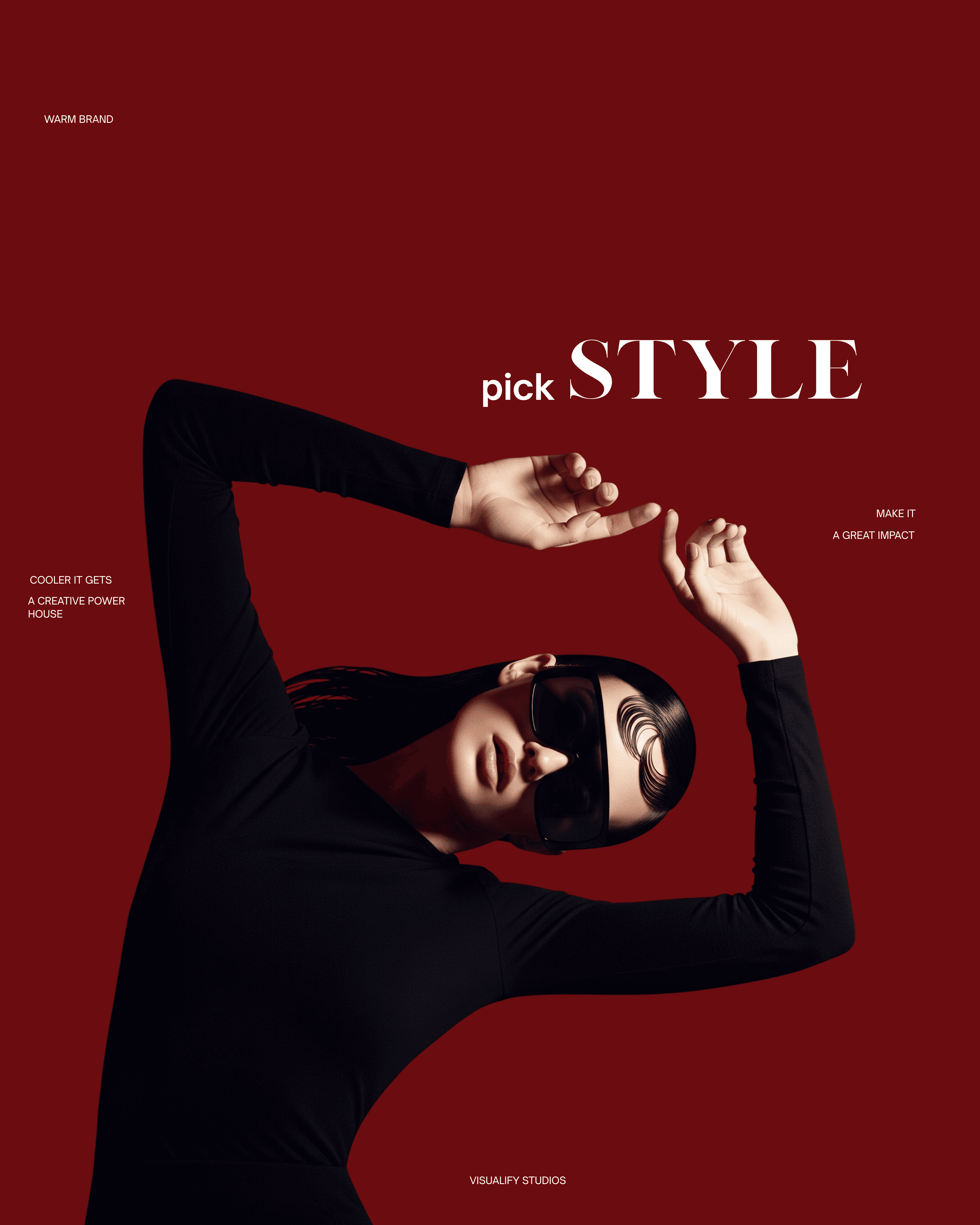 Graphic design with fashion photography of a woman for a shoot of luxury