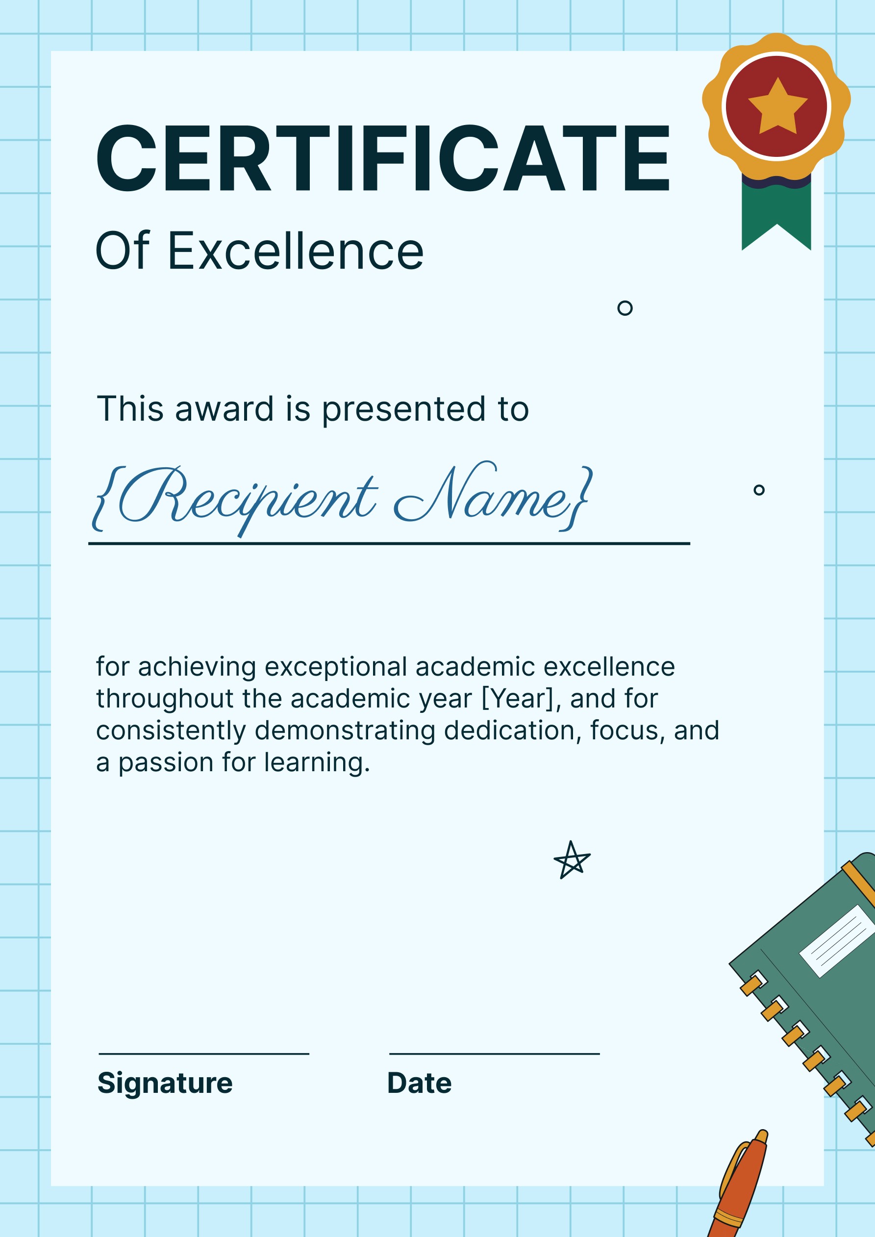 Wauld - Animated academic certificate of excellence template