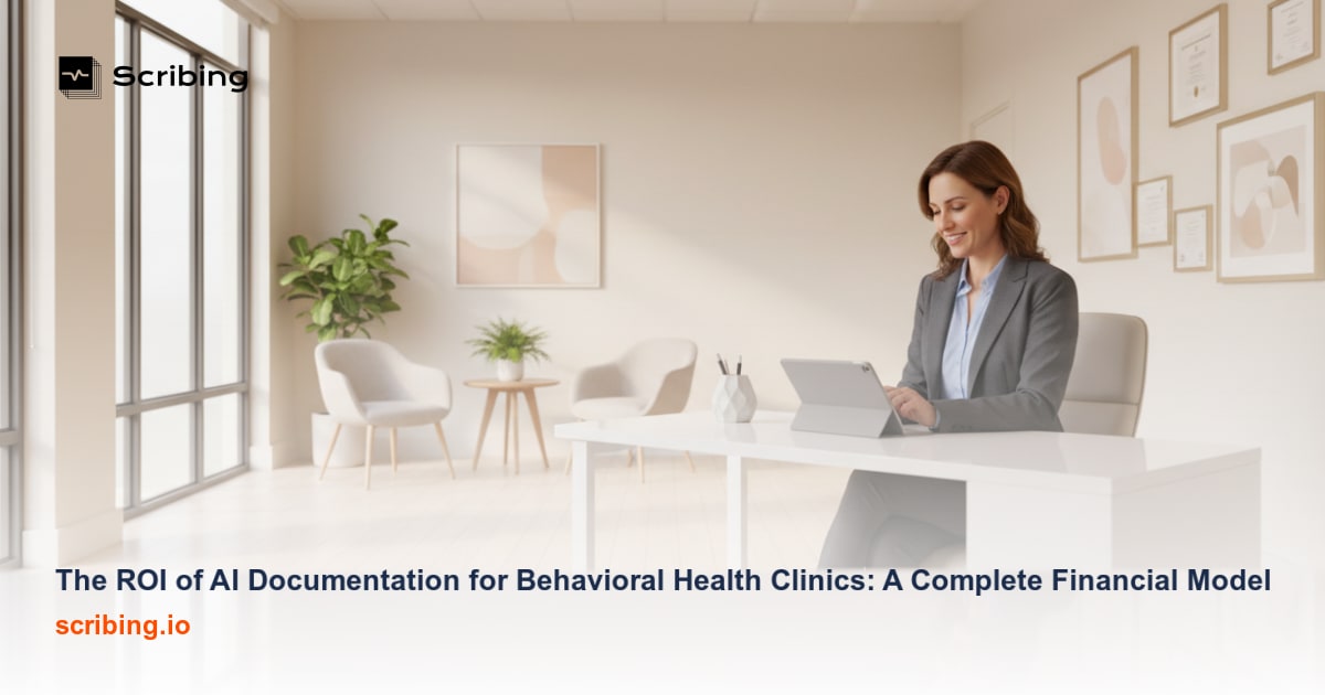 Modern behavioral health clinic office illustrating the financial impact and ROI of AI-powered clinical documentation tools