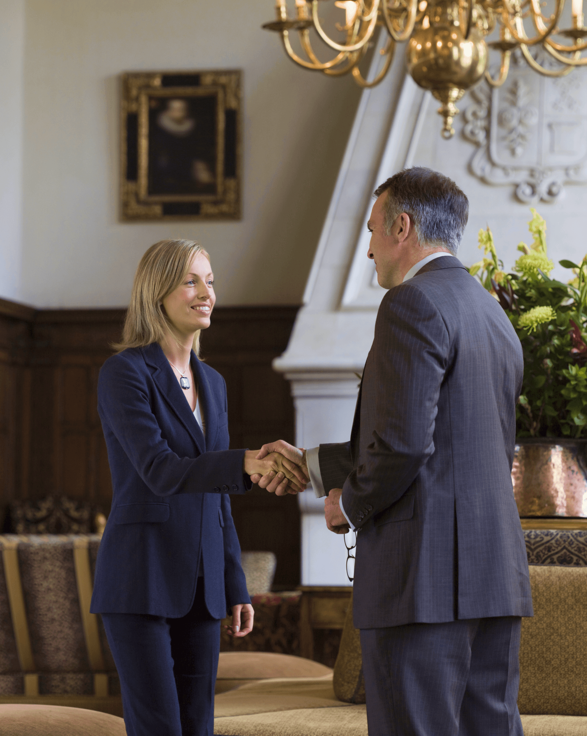 man and woman talking