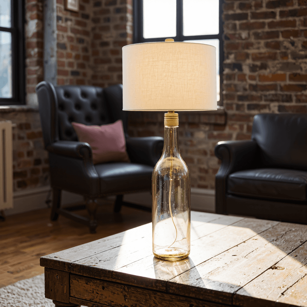 product photography of a decorative lamp designed to fit various bottles