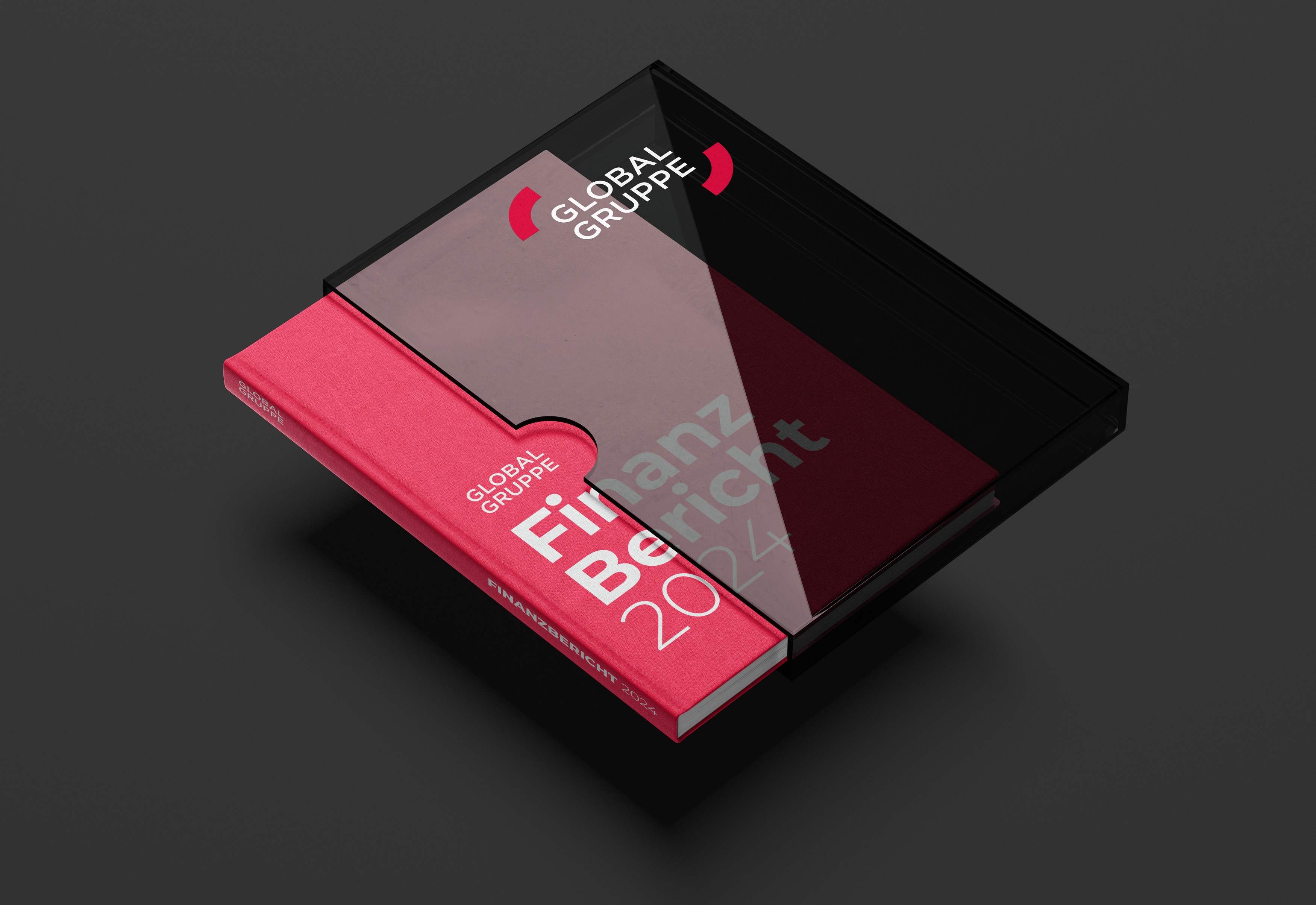 Editorial Design für den Geschäftsbericht der Global Gruppe mit neuem Logo, Typografie und reduziertem Designsystem.