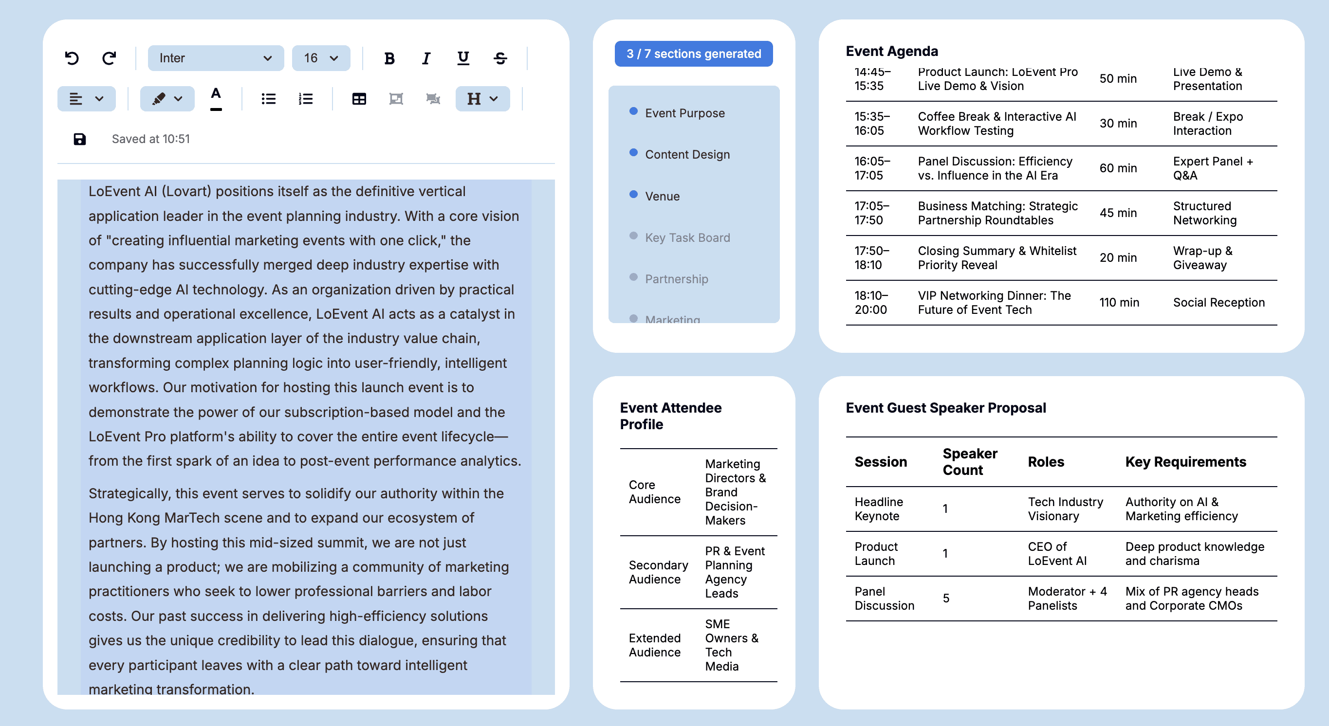 AI Event Planning Dashboard