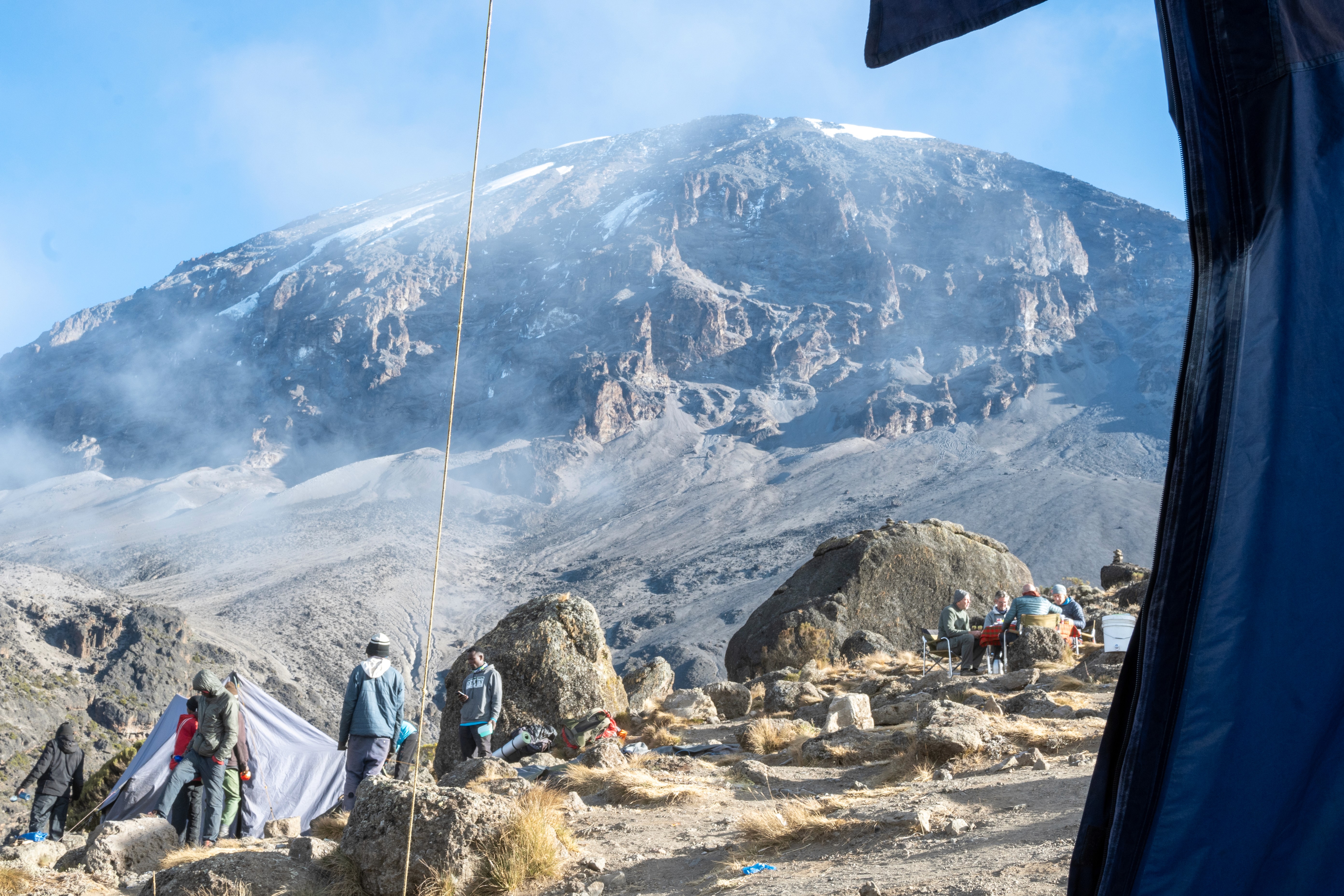 High altitude camp at Barafu on Mount Kilimanjaro before summit night