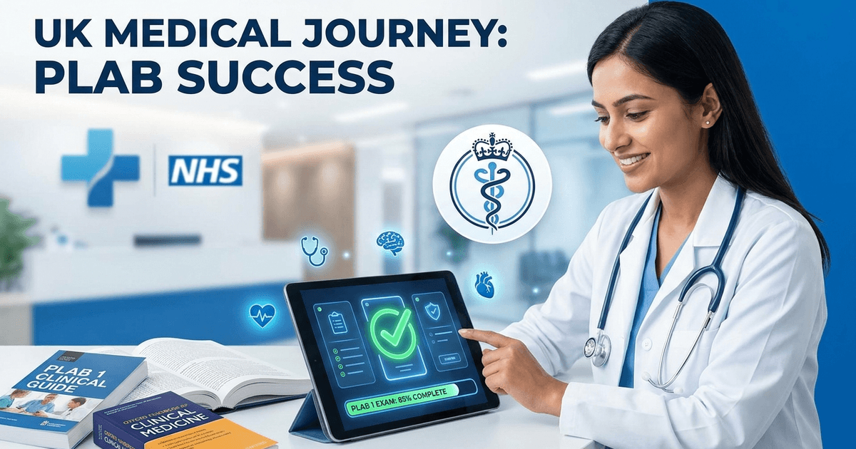 Cover: How to Pass PLAB 1 in 2026: Complete IMG Strategy — Passing Score, Exam Pattern and First-Attempt Study Plan