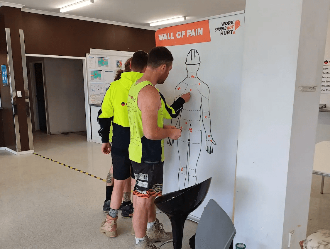 Tradie Physio leading an injury prevention workshop for construction workers in New Zealand