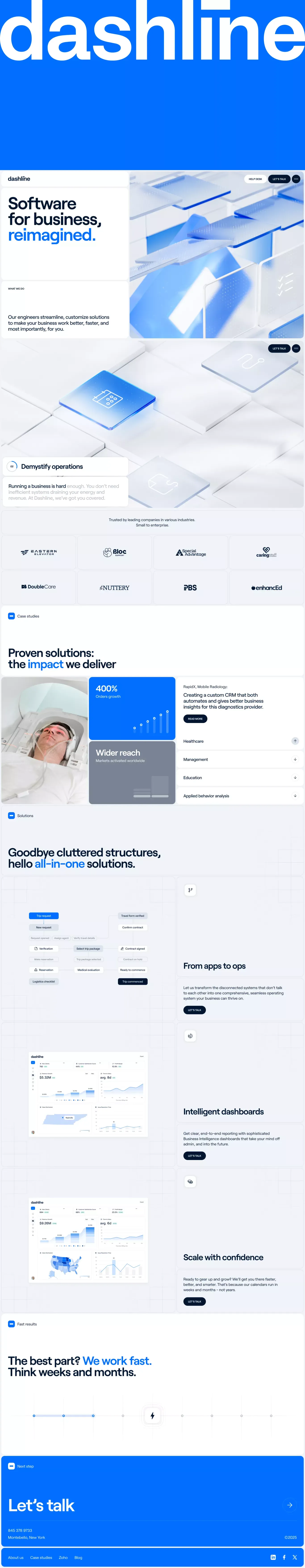 Dashline - Custom Software Development & landing page screenshot showcasing AI and Education design