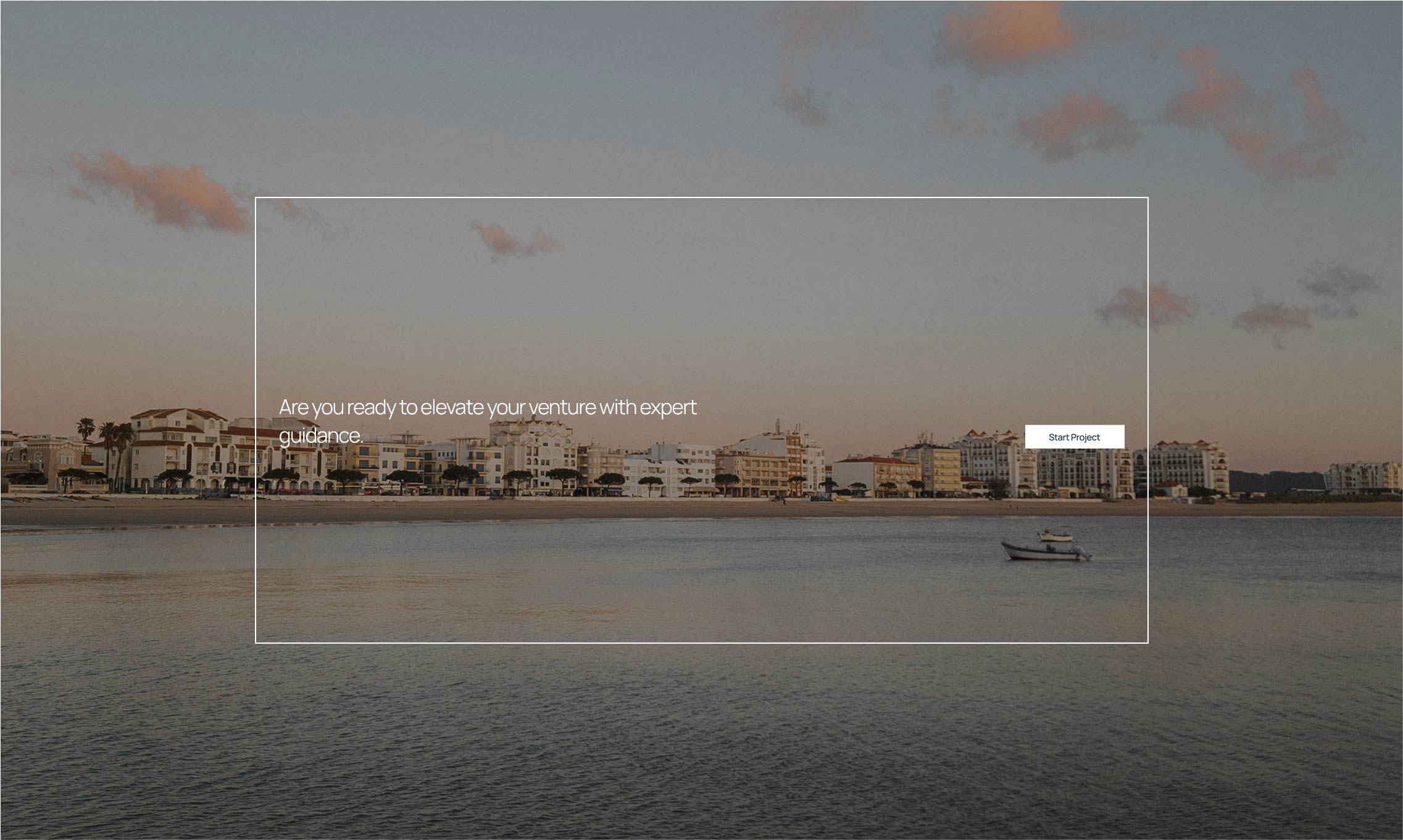 Homepage web design outline with seamless visual integration into a townscape background