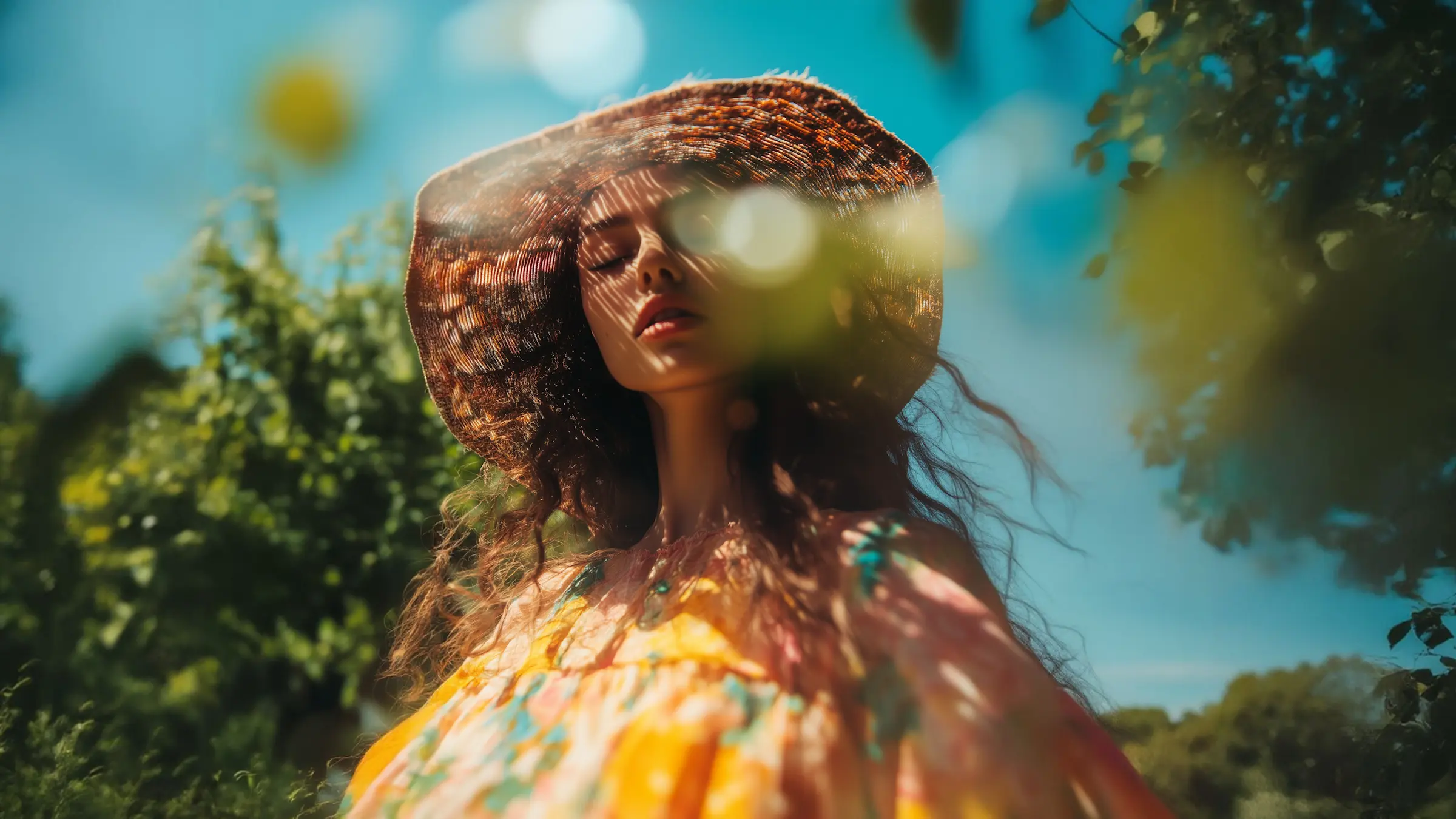 Woman in sunlight with flowers