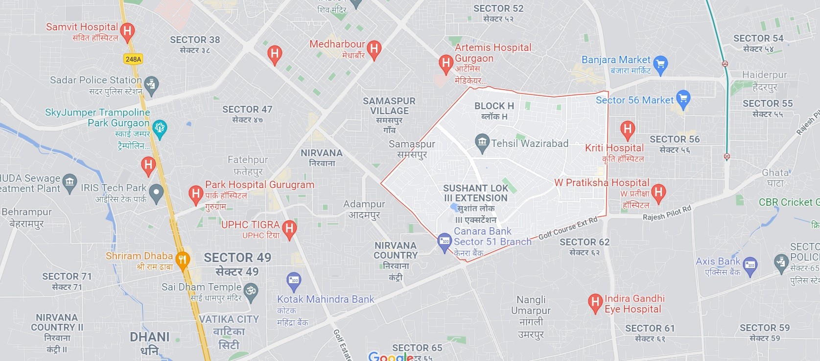 M3M Sector 57 location map