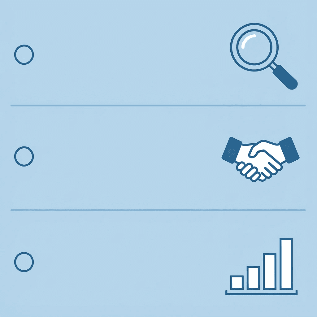 Checklist showing three criteria: systematic outbound execution, regional expertise, and proven conversion methods