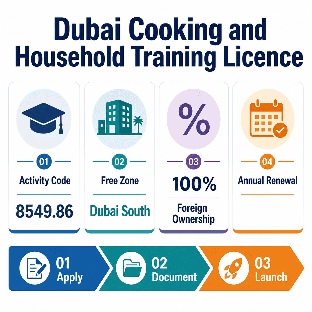Infographic: Cooking & Household Training Services Business License in Dubai: Cost and Requirements