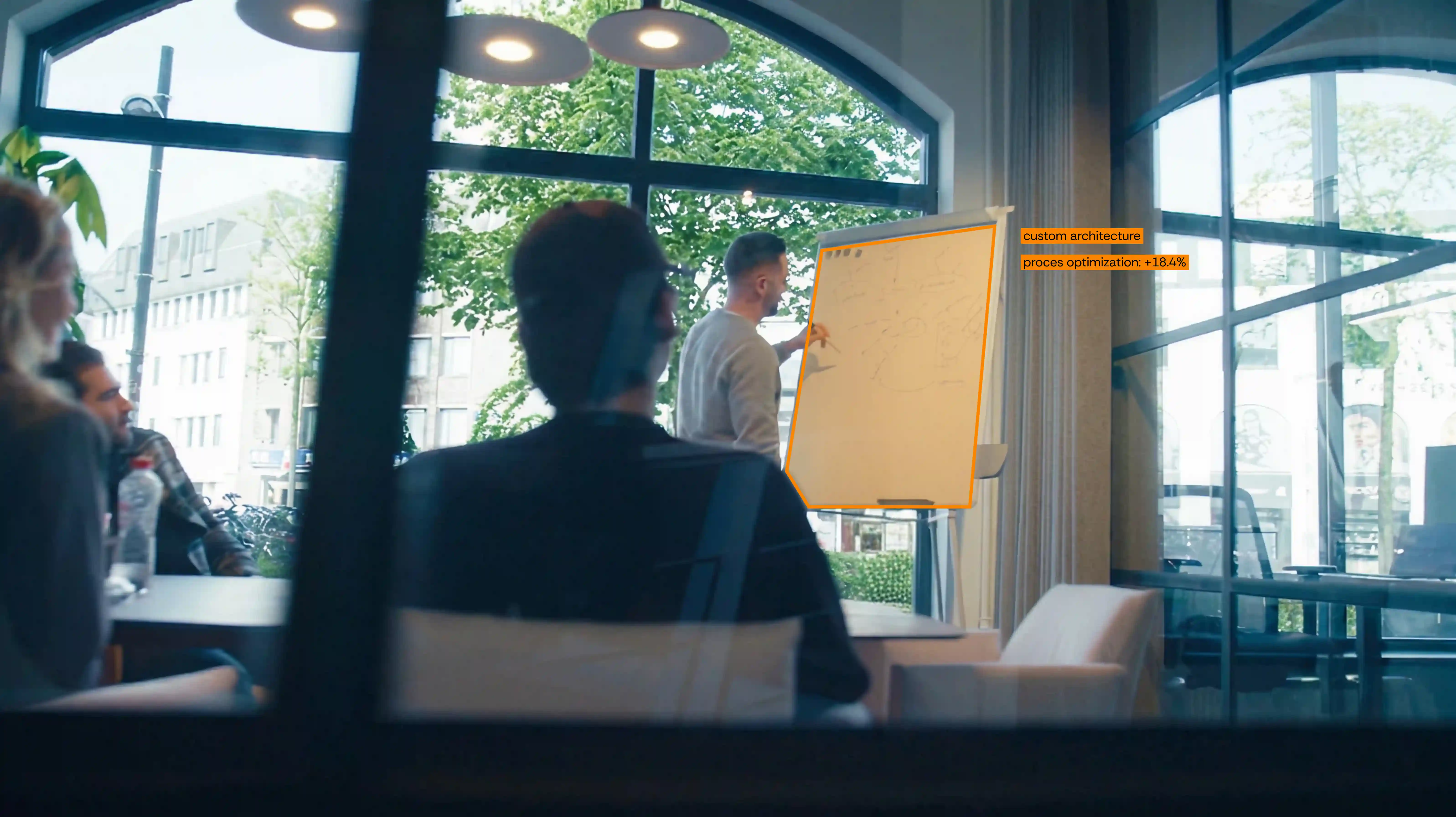 Team working together on an innovation track project