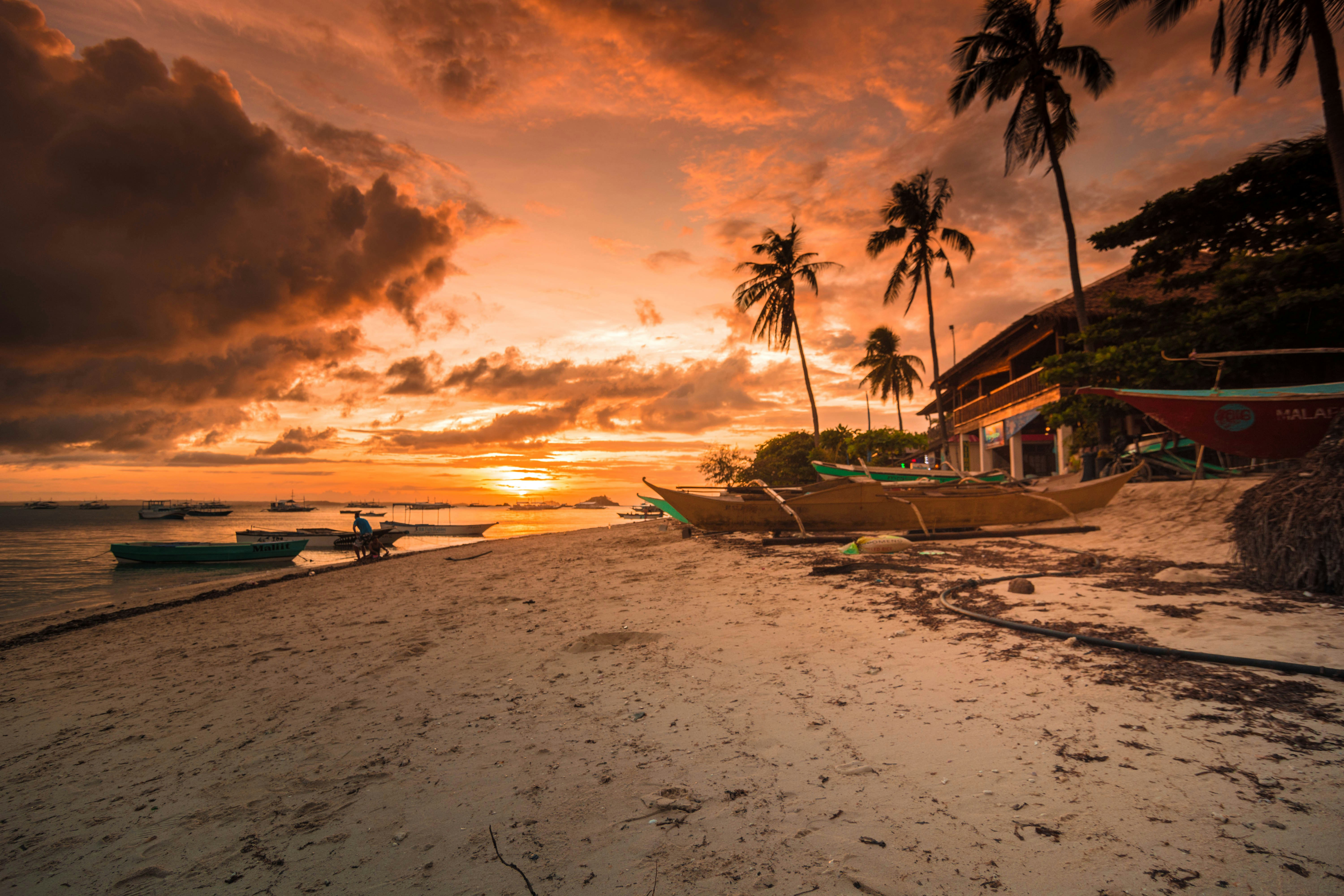 photography of beach resort during golden hour