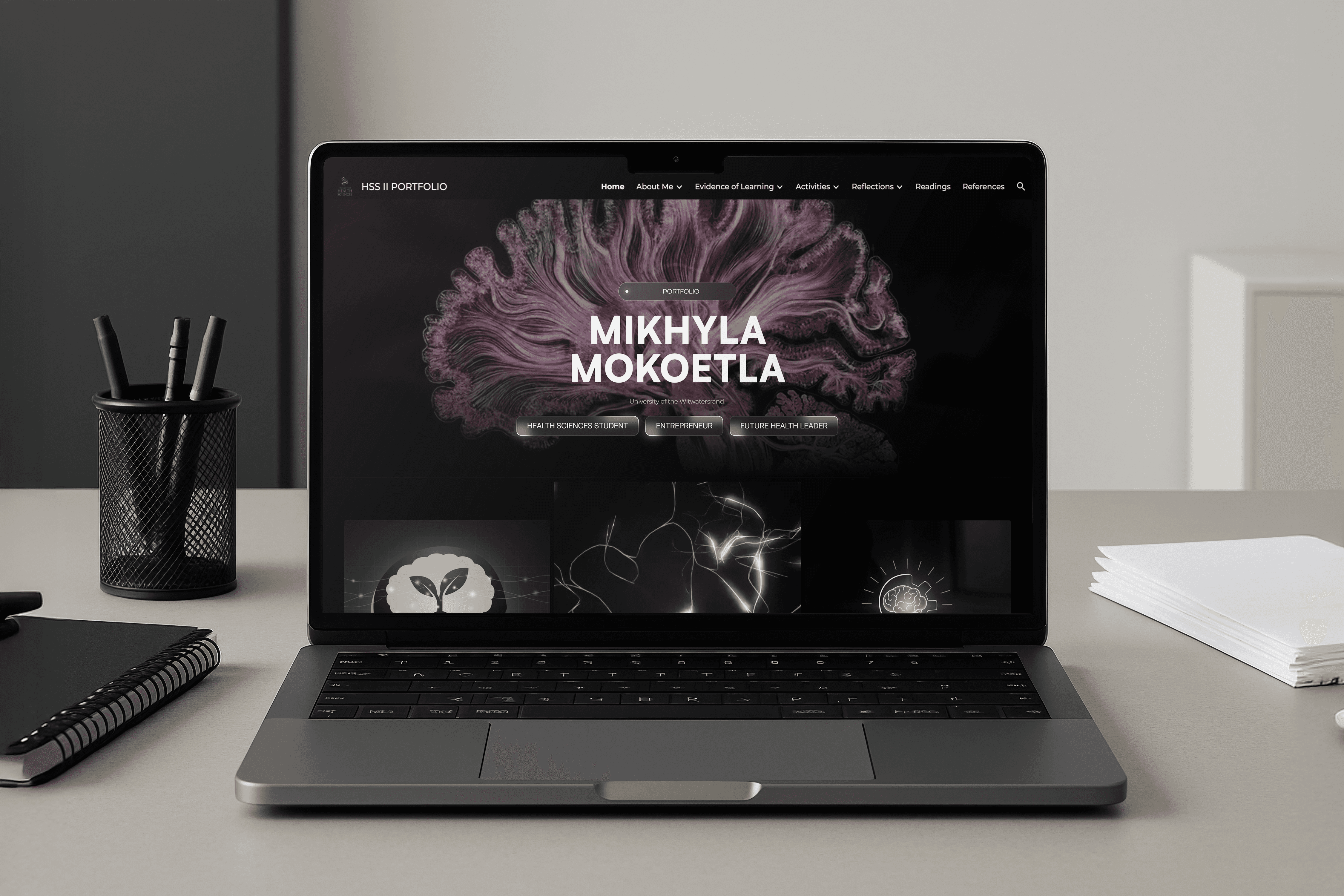 Medical student portfolio website design — WaveLight project