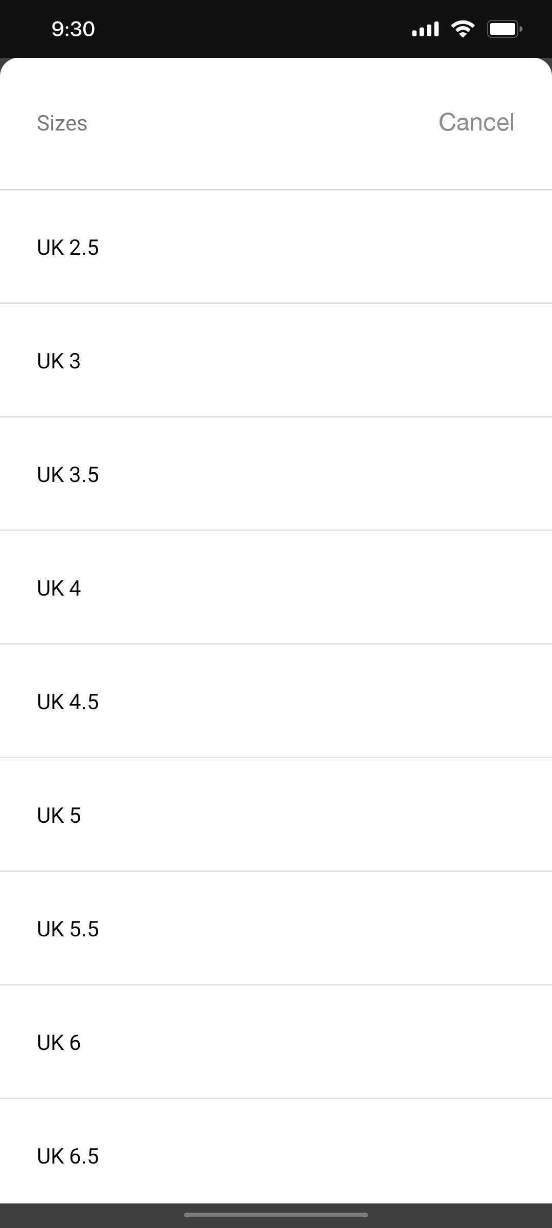 Nike App  Cancel Screen