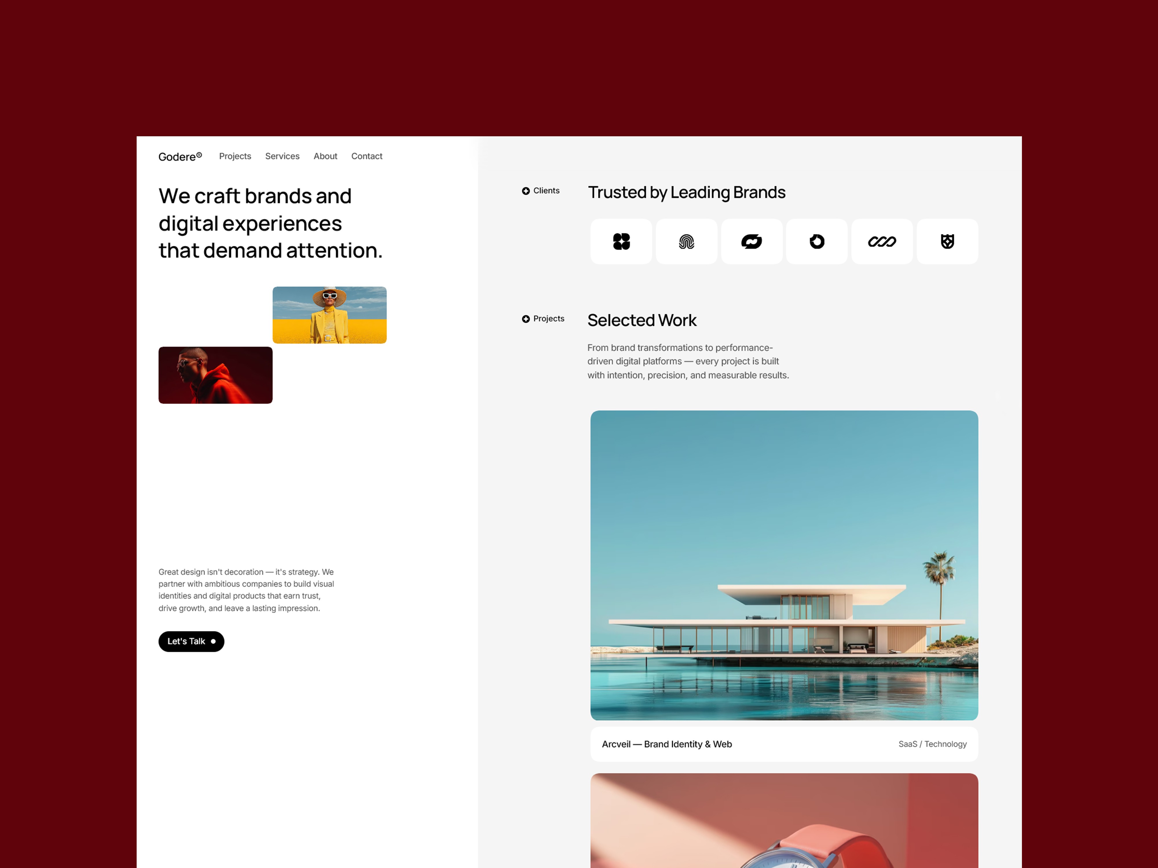 Godere Framer agency portfolio template preview