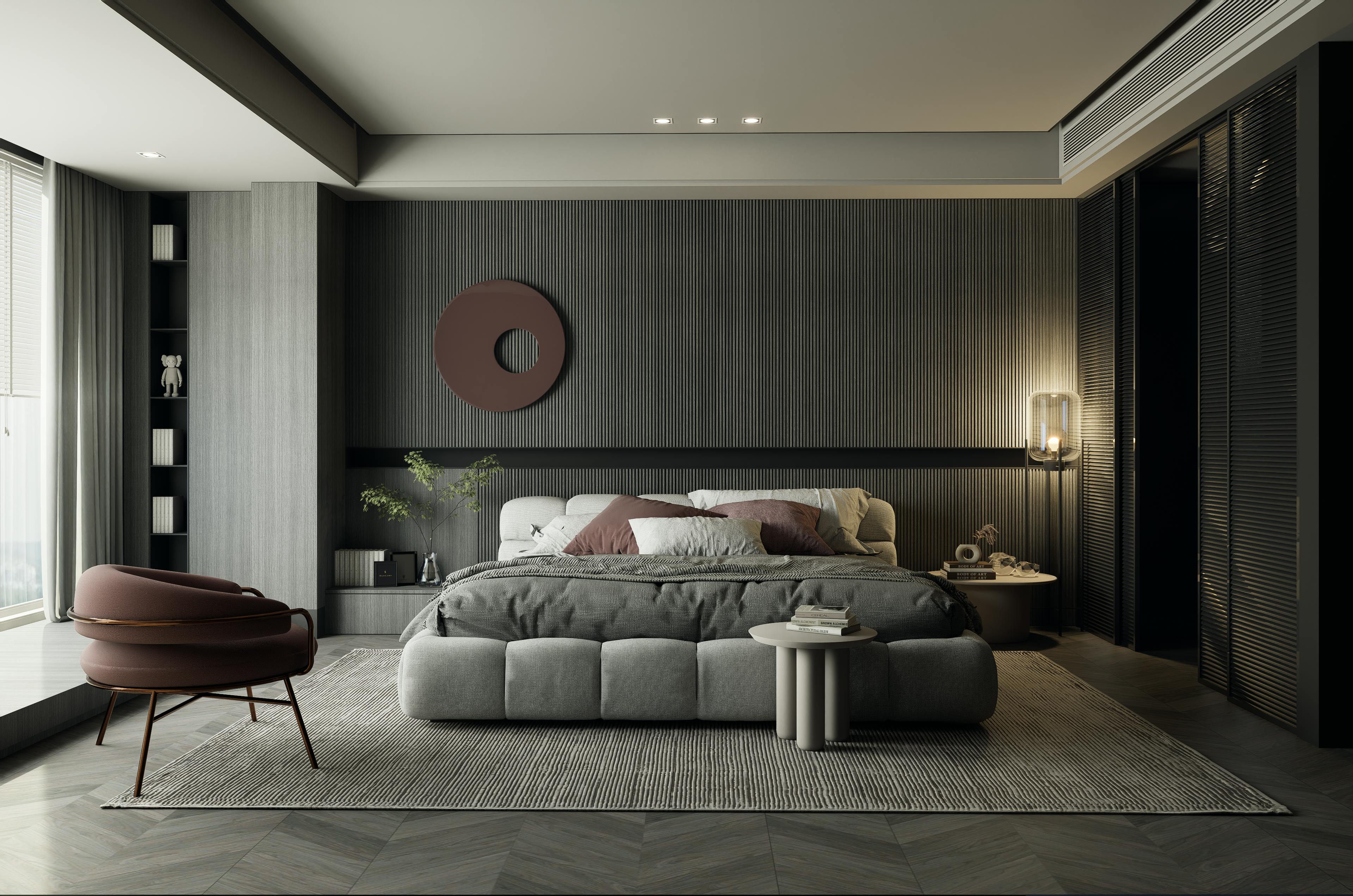 modern grey bedroom