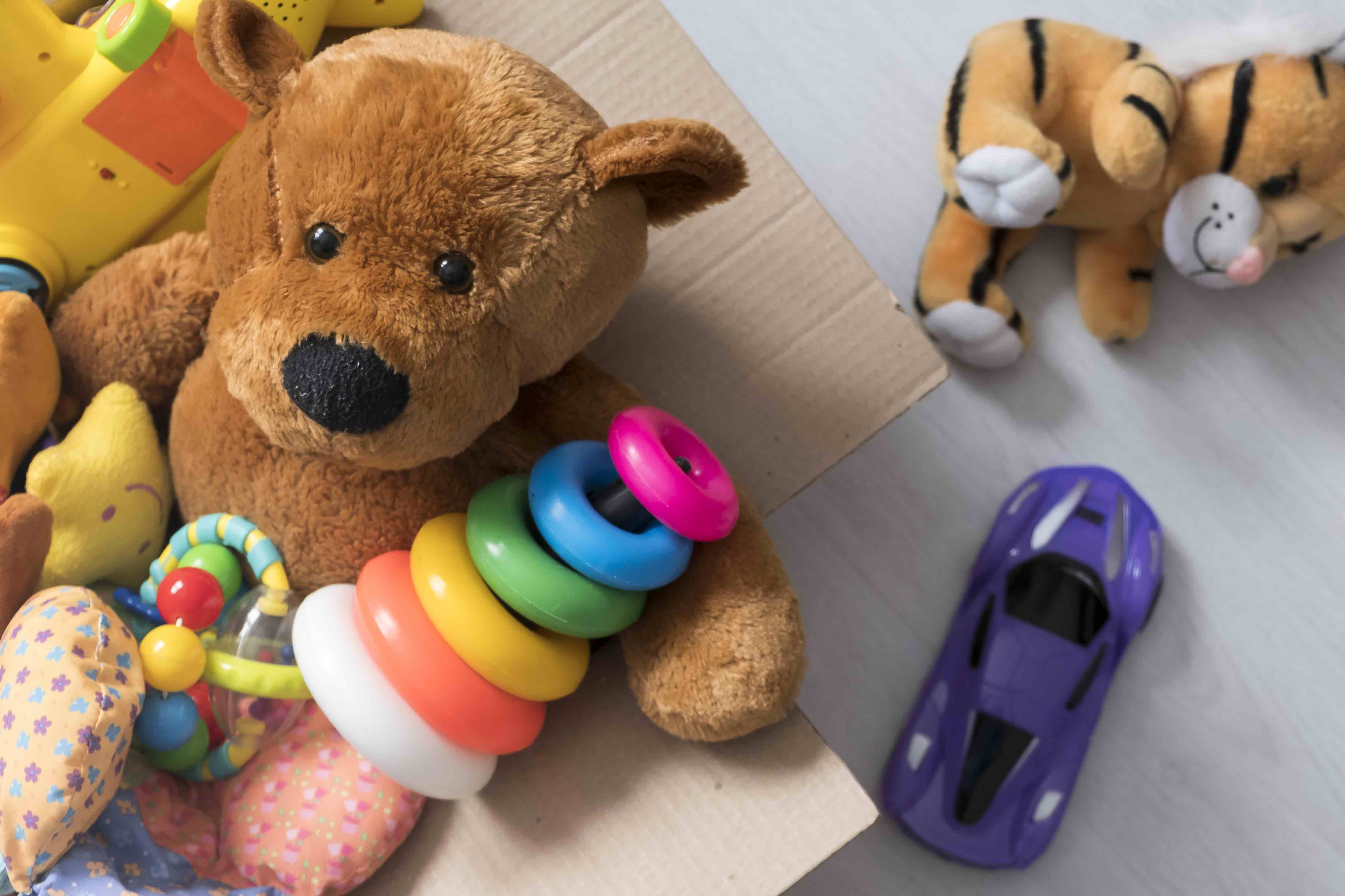 Toy box illustrating the connection between play and learning.