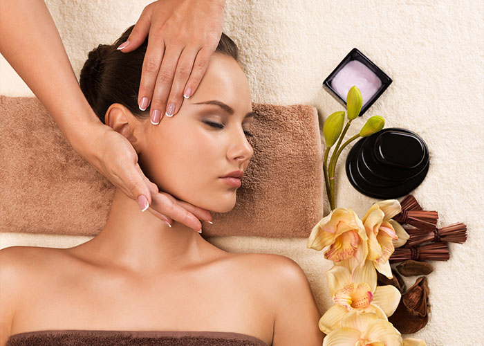 Woman receiving cosmetic skin treatment