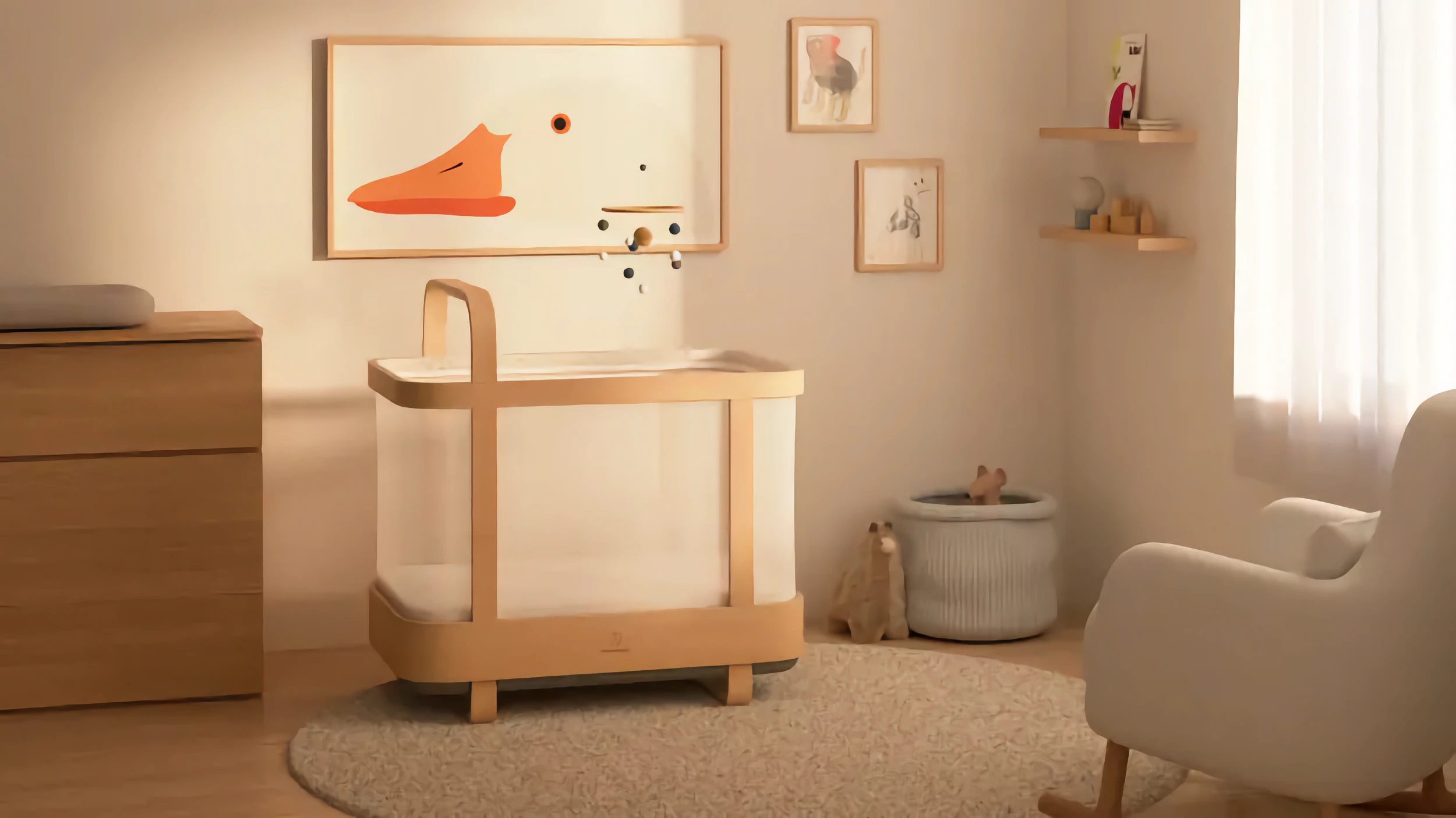 A Cradlewise smart crib in a nursery