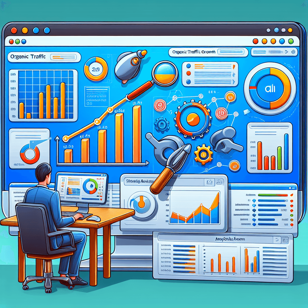 an analytics dashboard showing organic traffic growth