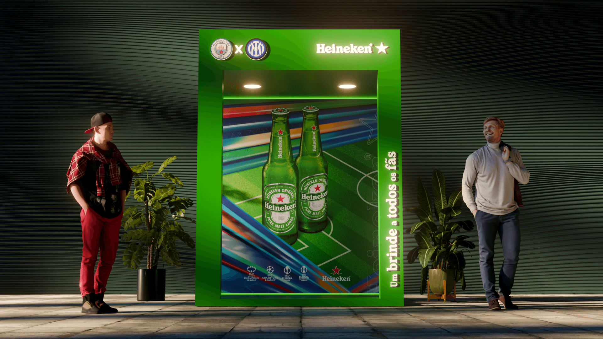 Smart speaker with a glowing top, placed on a circular base in a dark room.