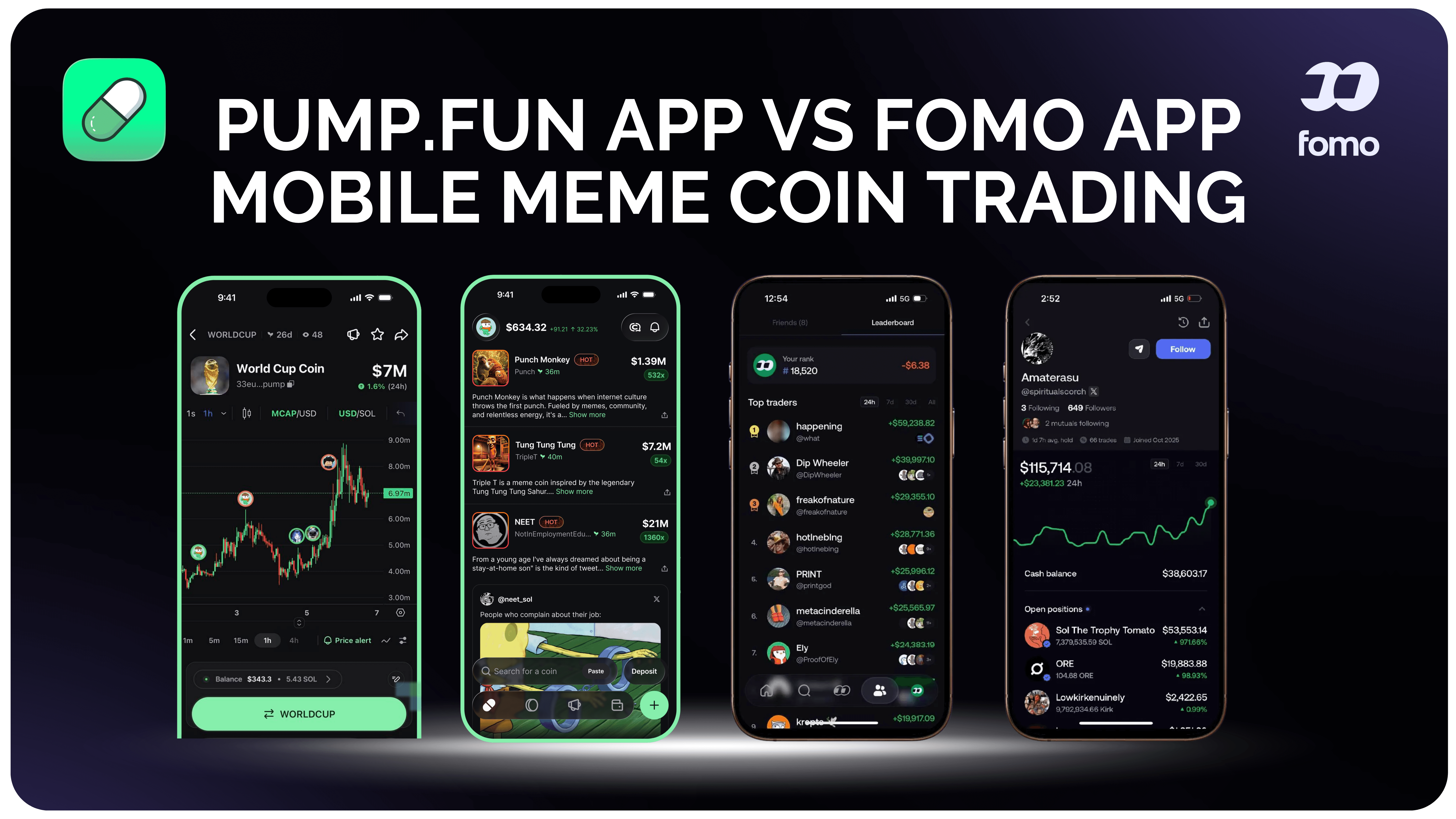pump fun app vs fomo app best mobile app for meme coins trading