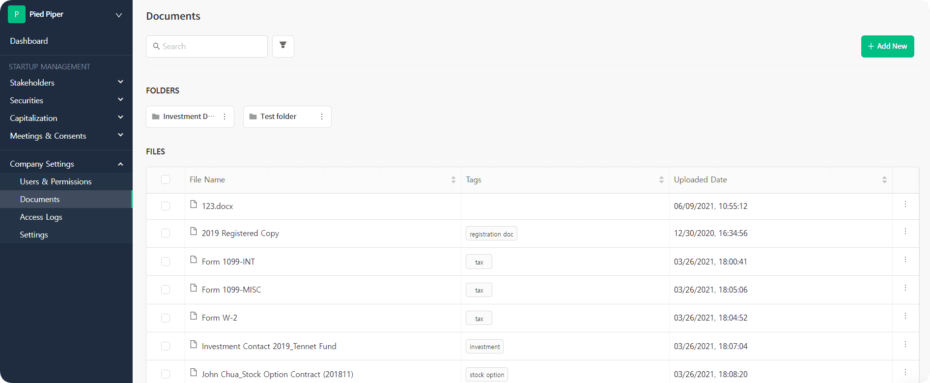 created folder&nbsp;above the list of files