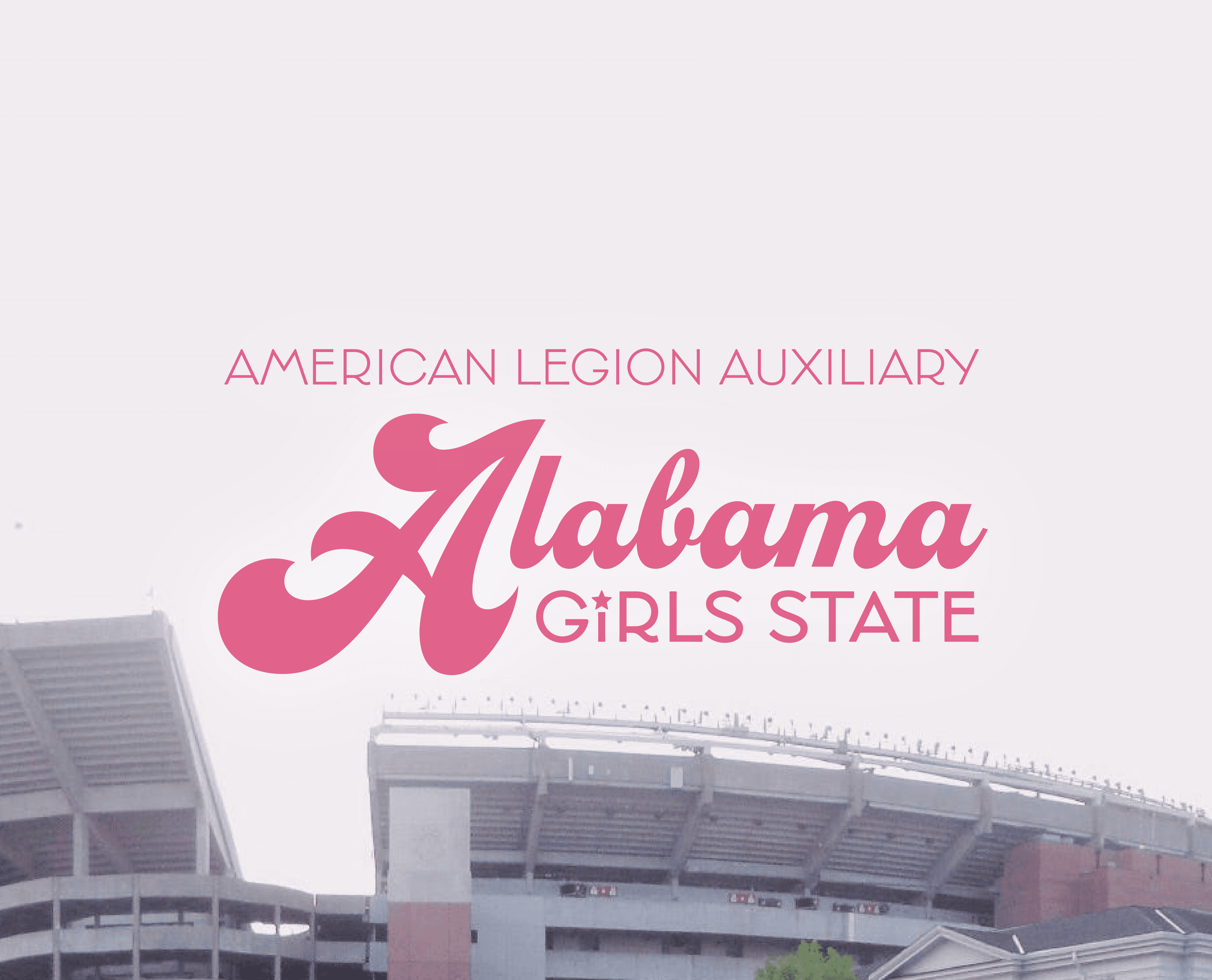 three girls holding hands infront of a football stadium