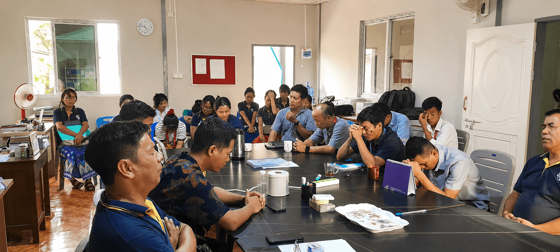 Elpis International School faculty gathered for a staff meeting in Yangon, Myanmar