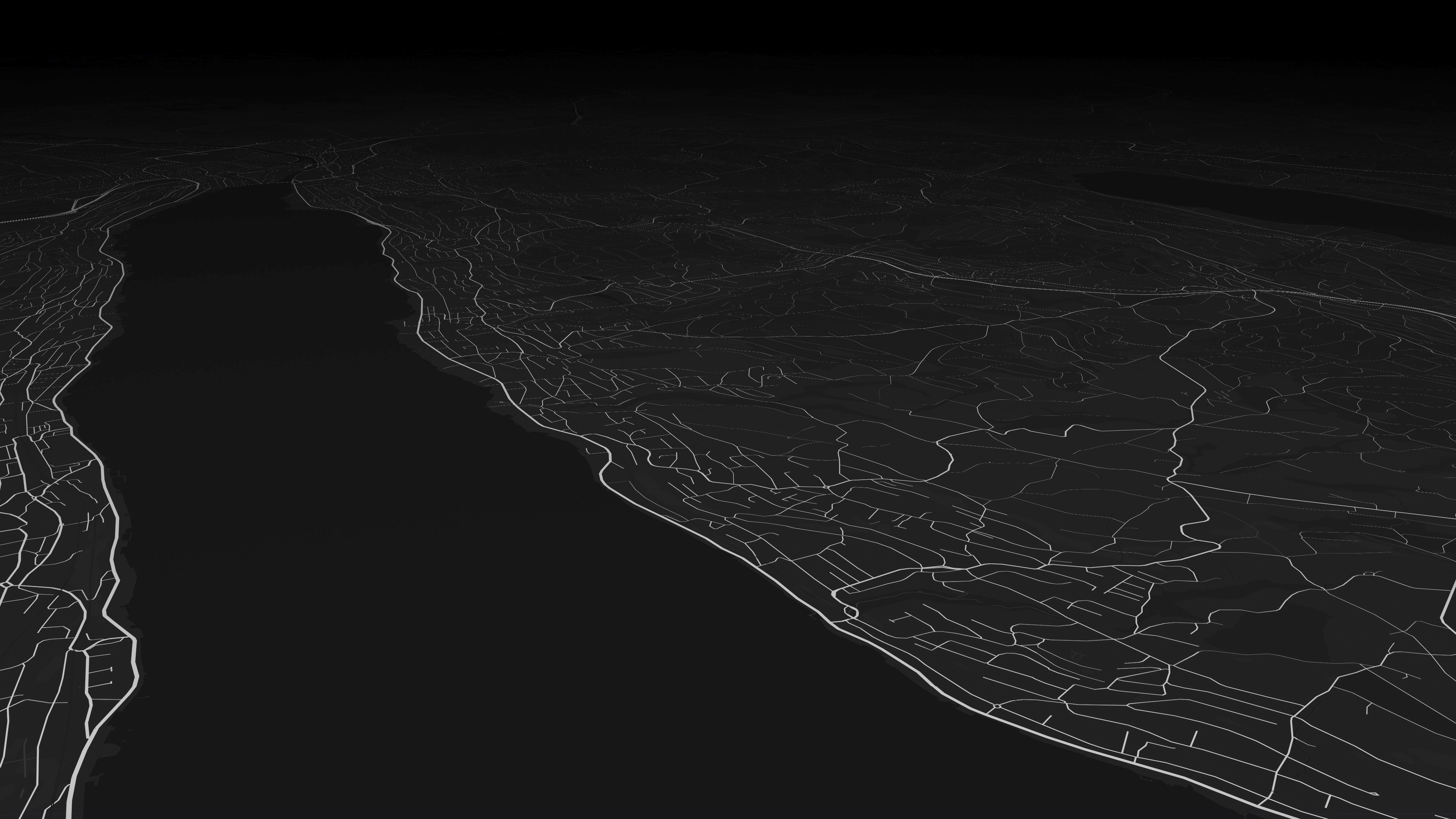 Nereas - dark GIS themed map showing the region of Erlenbach ZH