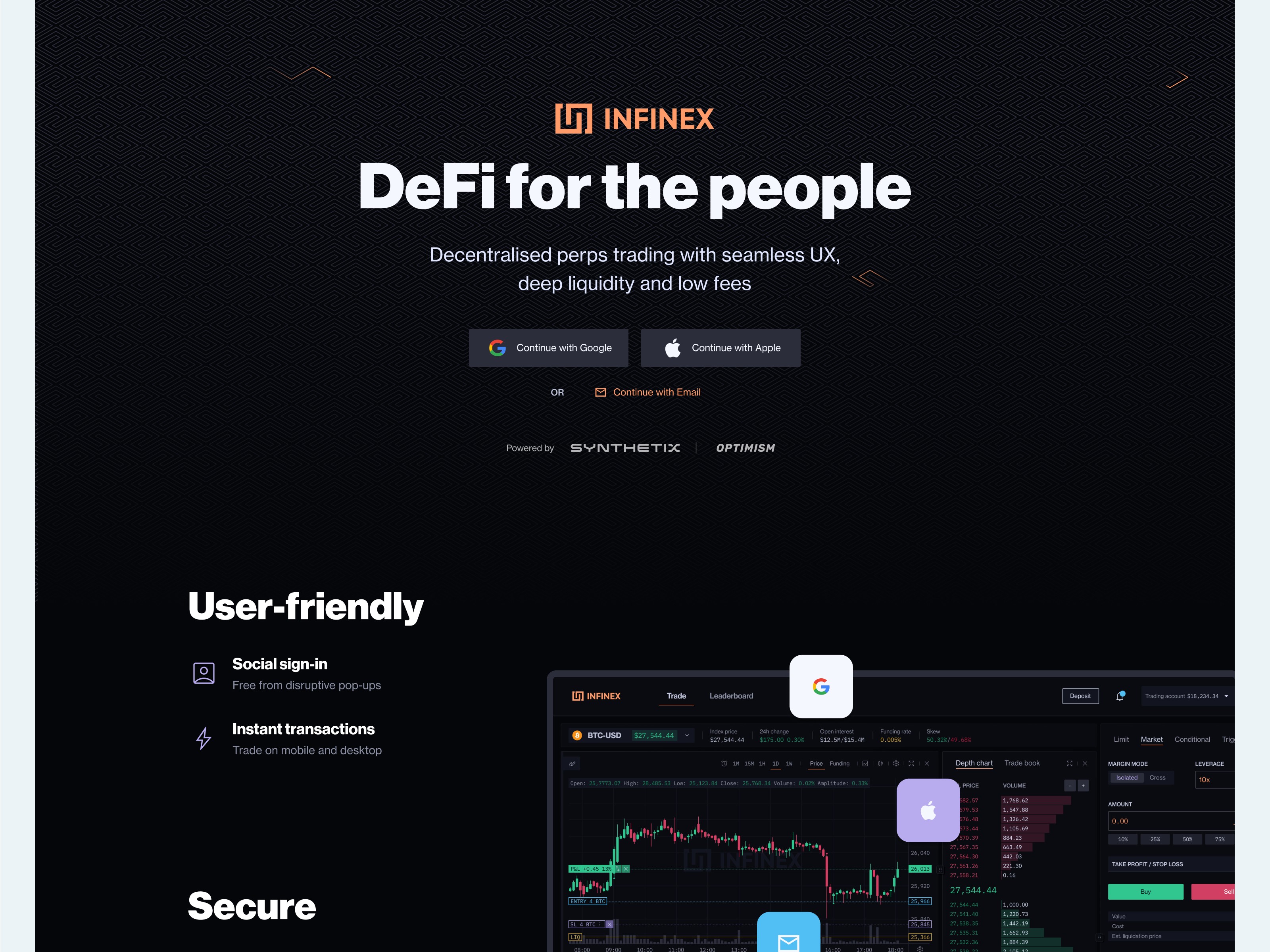 Infinex Decentralized exchange web3 product ux design