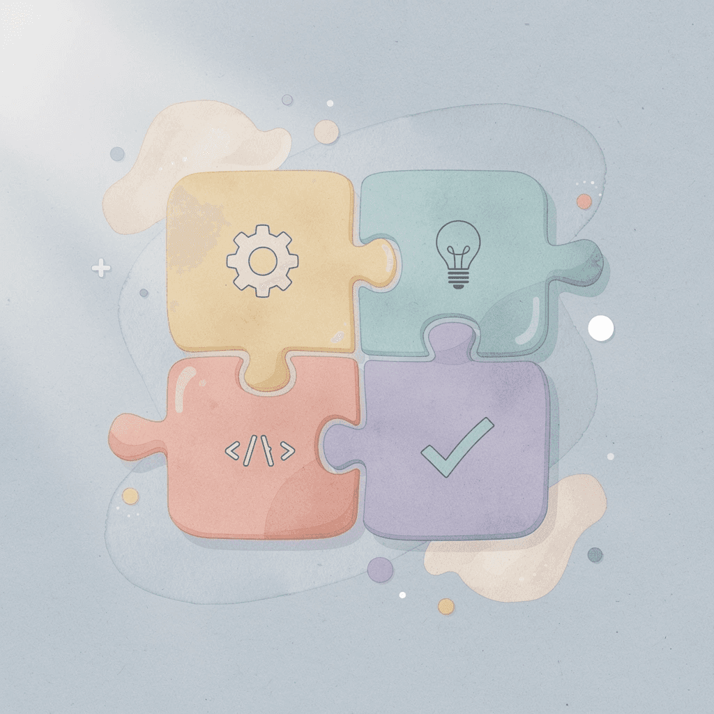 Puzzle pieces fitting together, representing building a custom homeschool system