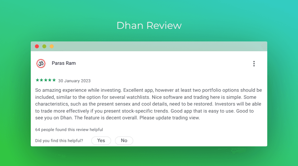 Dhan 5 Star Review