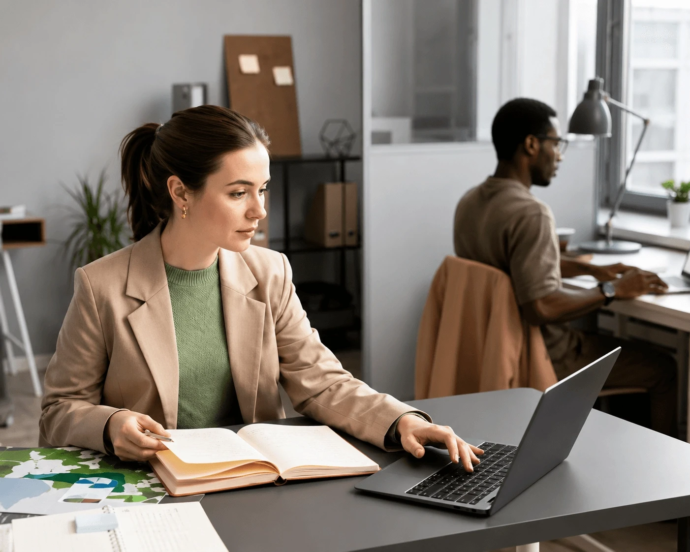 Business professionals reviewing financial data with Sage Intacct integration.