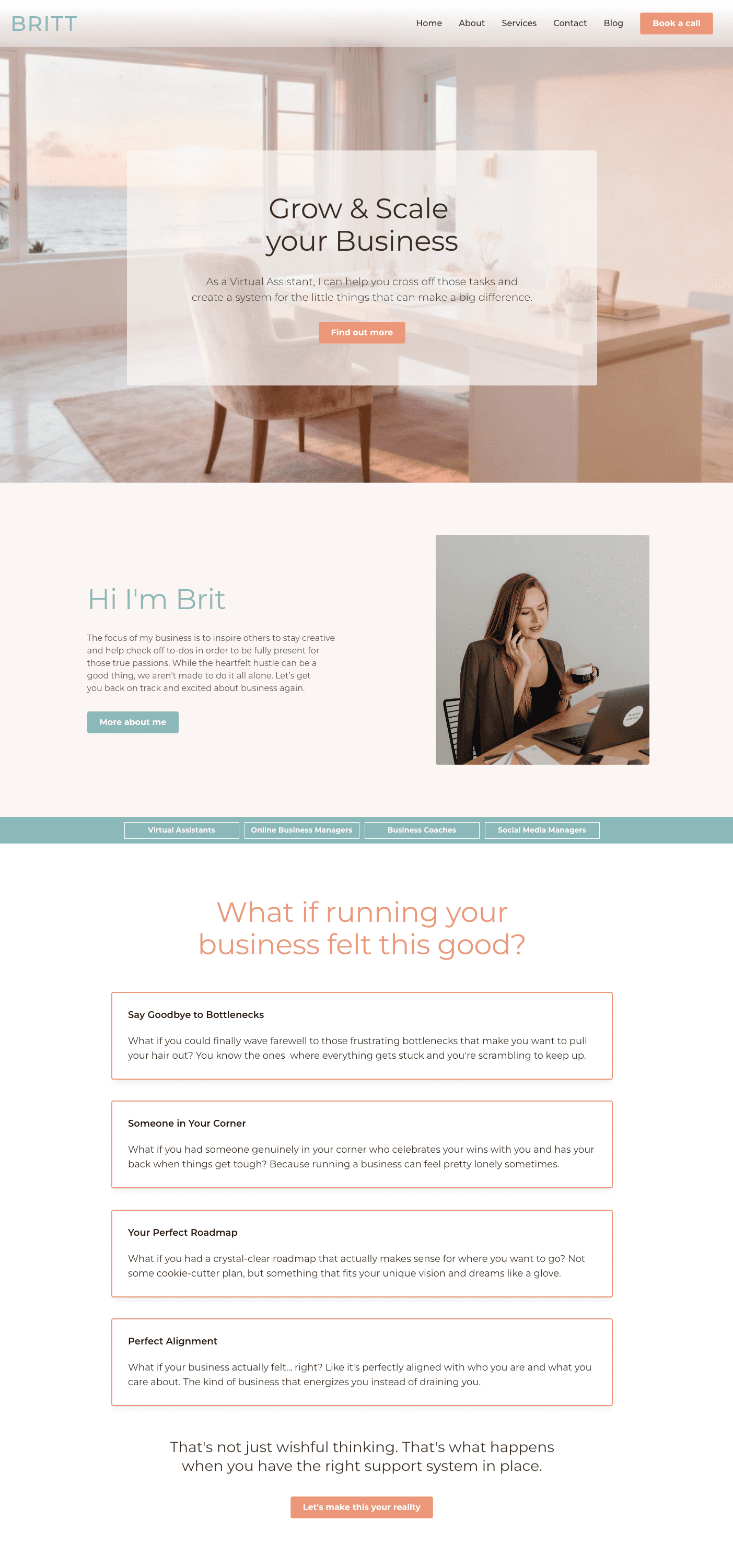 Home page overview of Britt template