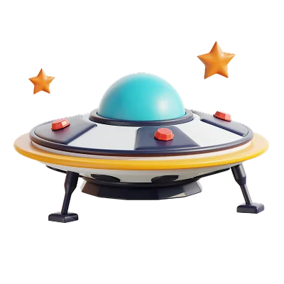 3D UFO Icon for space themed design