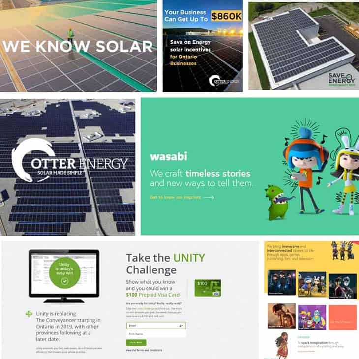 Collage of sequenceDM digital marketing, advertisingbr and brand design work.