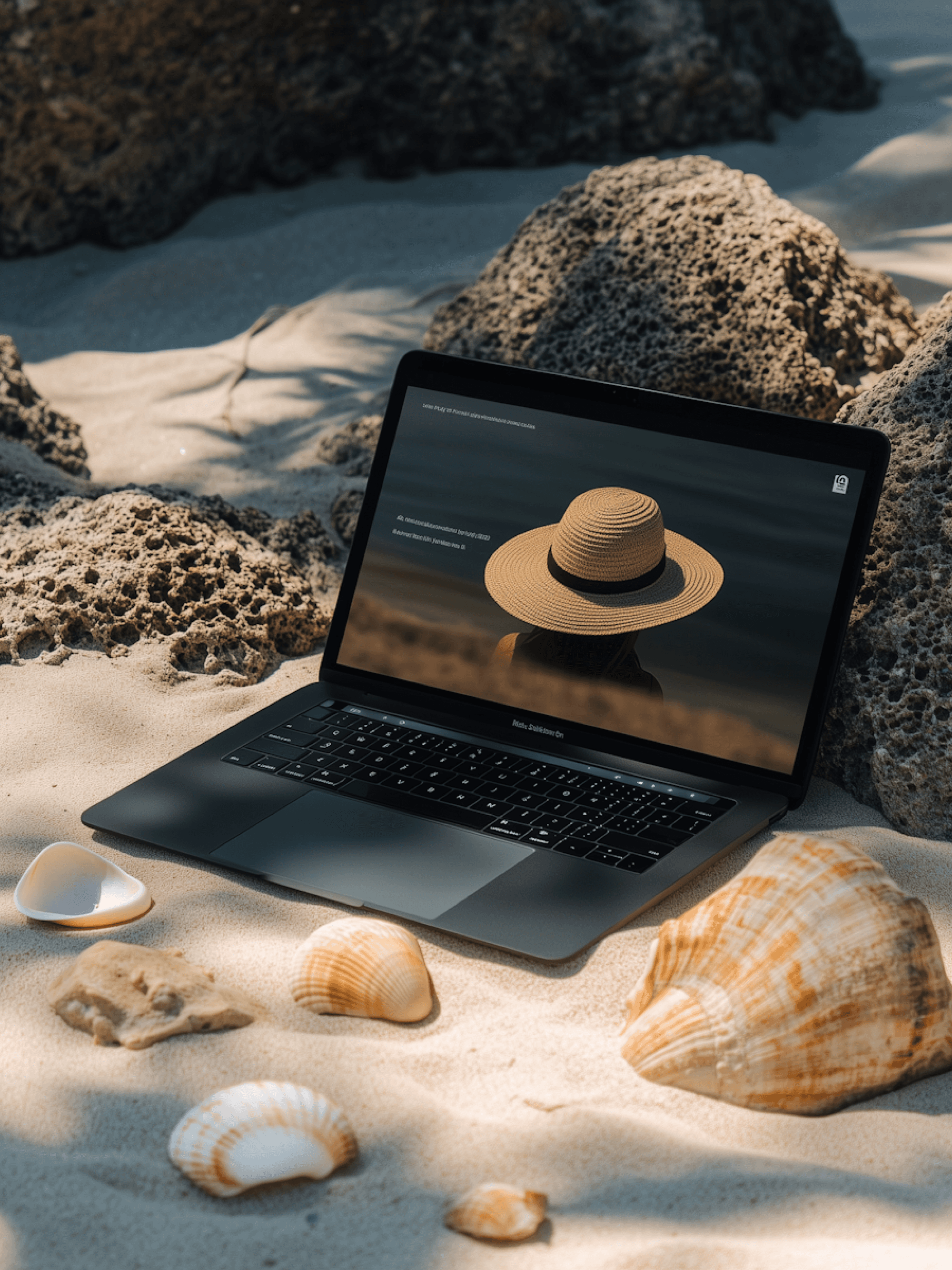 Laptop displaying a website design