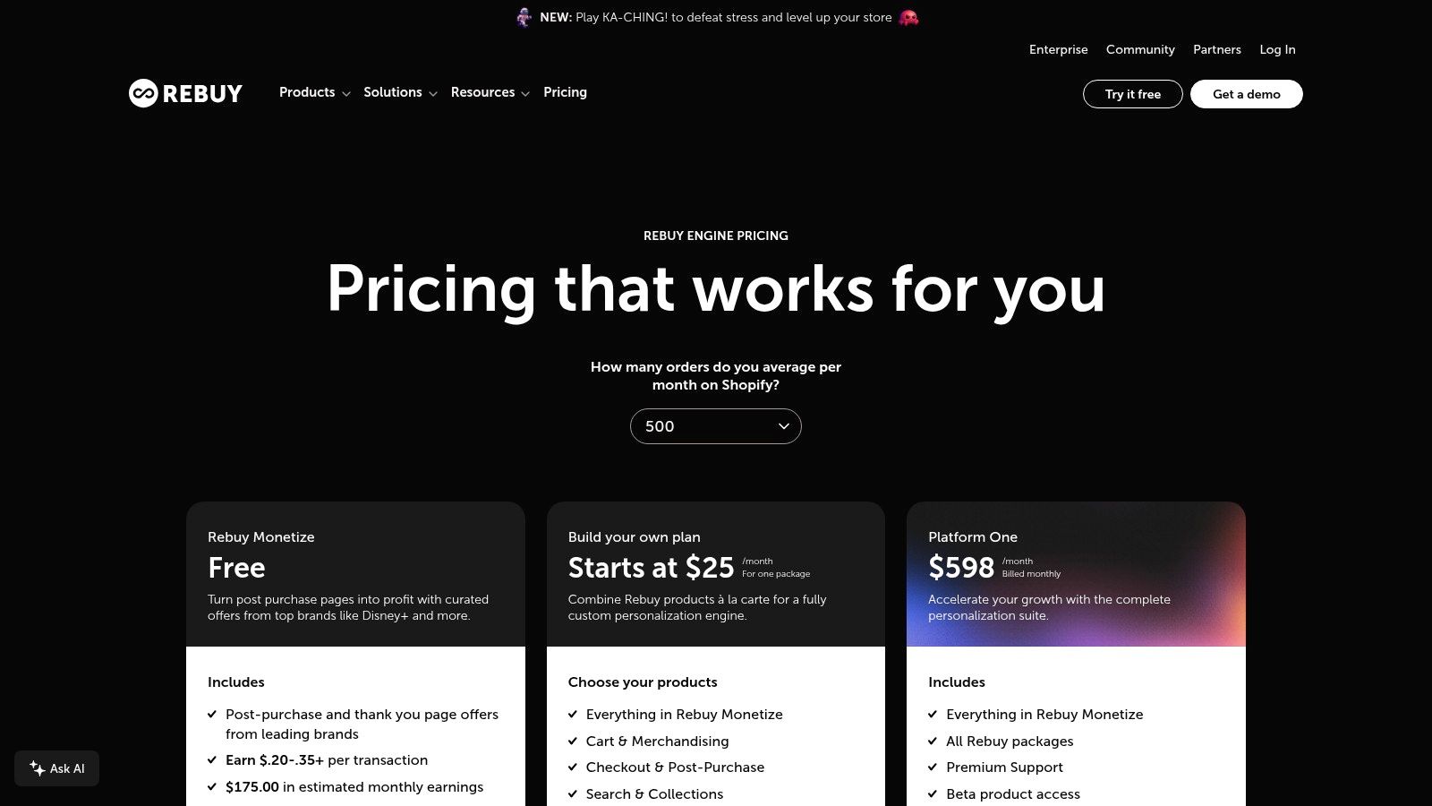 Rebuy (Personalization platform with cart/checkout bundling)