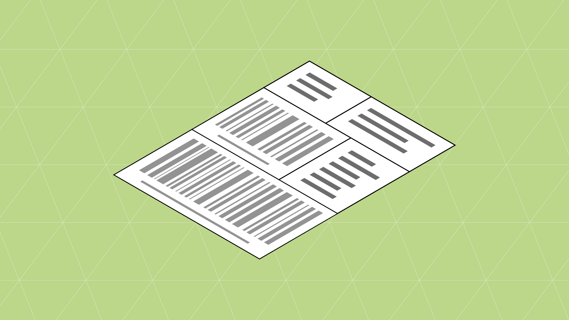 Isometric view of a product packaging label showing dark green barcode lines, light blue product information sections, and a UPC barcode on sage green background.