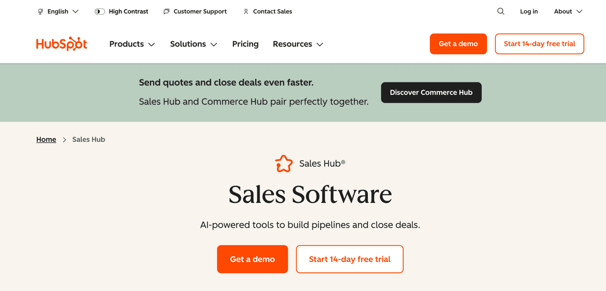 hubspot homepage