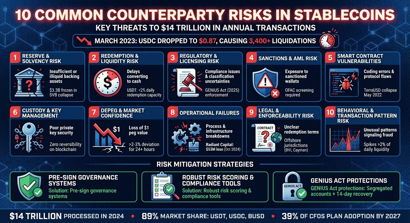 10 Common Counterparty Risks in Stablecoins: Visual Guide to Threats and Mitigation