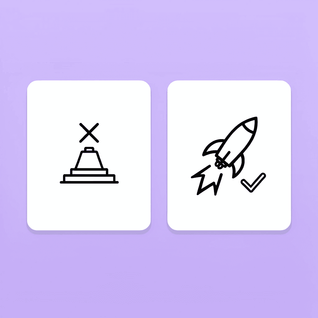 Comparison showing failed AI projects on left versus successful AI outcomes on right