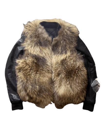 Balmain Raccoon Fur Bomber Leather Jacket