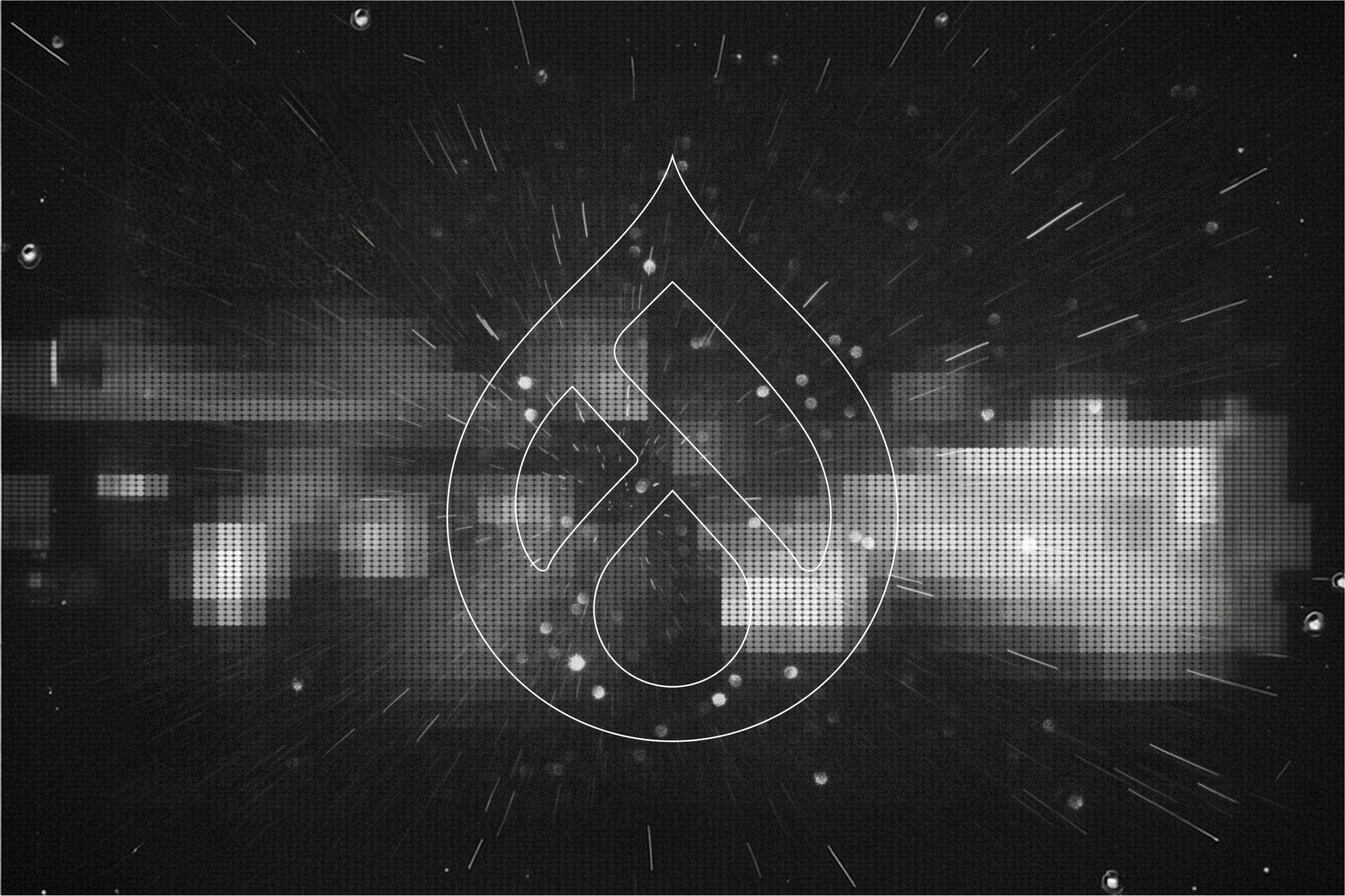 imagem com símbolo do drupal. texto: creat ambitious digital experiences