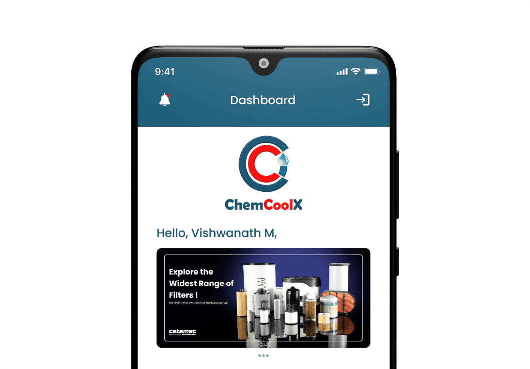 ChemCoolX maintenance dashboard web UI design